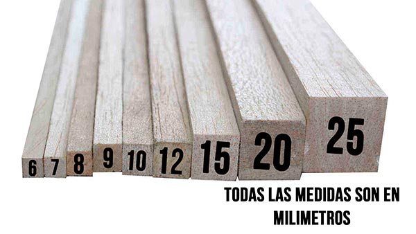 Balso cuadrado 7x7mm x 90cm largo