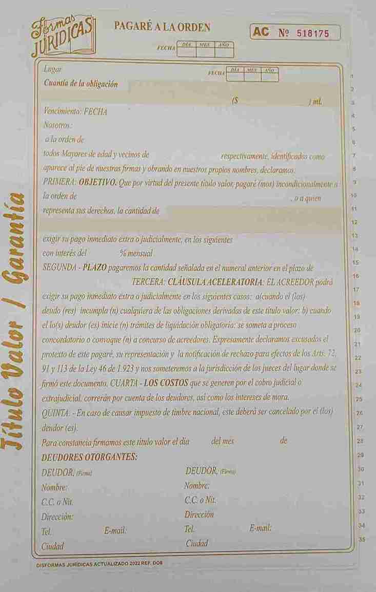 Pagaré formas jurídicas