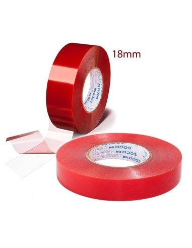 Cinta doble faz roja 18mm ancho x 5mt