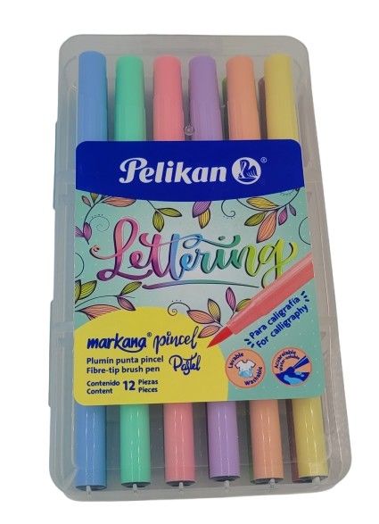 Marcador punta pincel pelikan x12 pastel