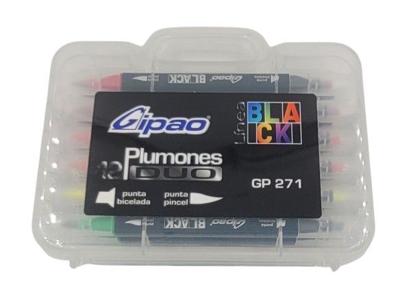 Plumón punta pincel (GP 271) x12 doble punta