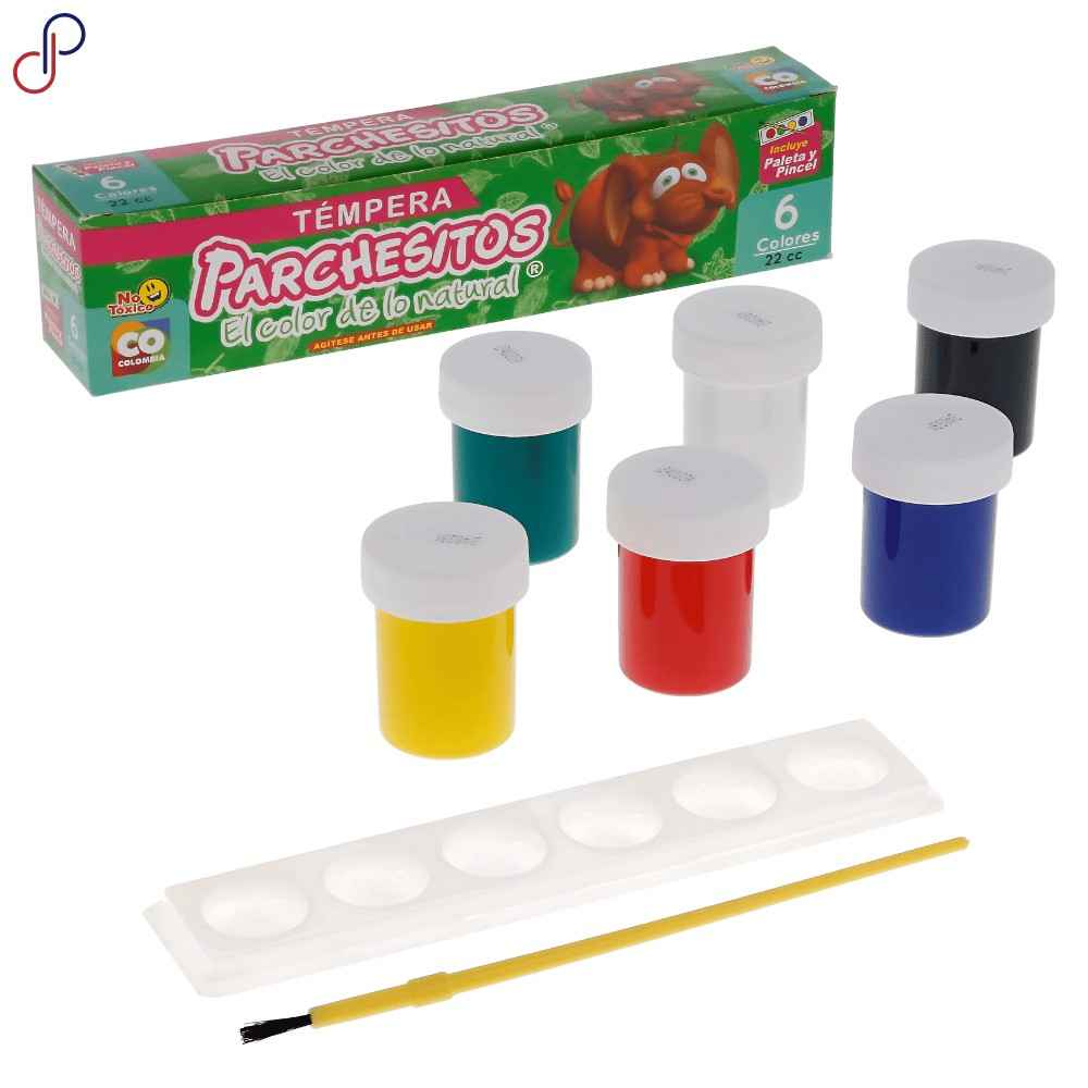 Tempera parchesitos x6 basica