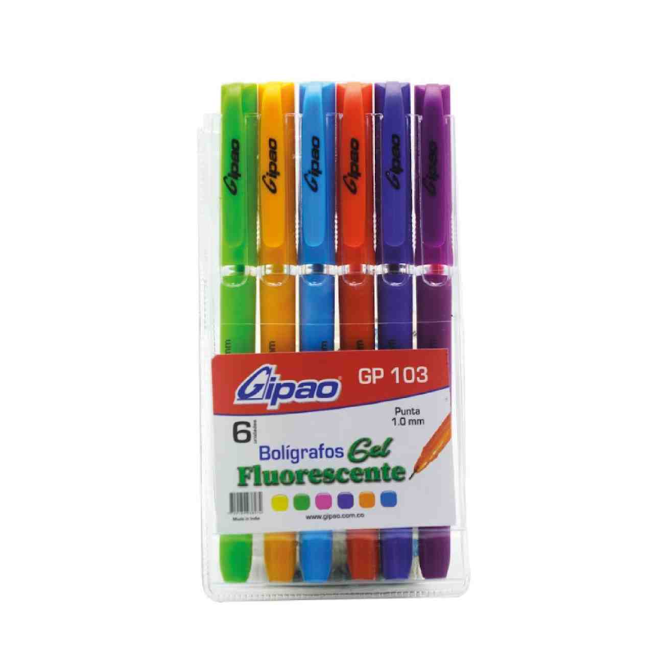 Lapicero gel fluorescente x6 (GP 103)
