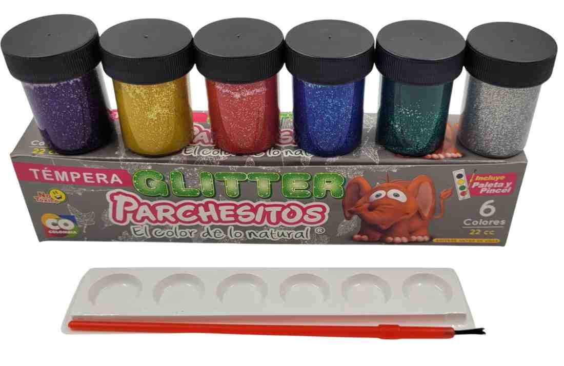 Tempera parchesitos x6 Glitter
