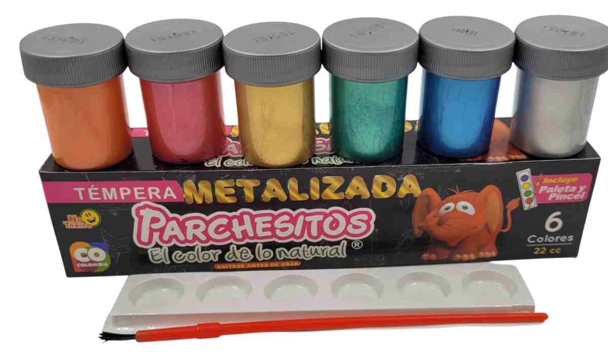 Tempera parchesitos x6 metalizado