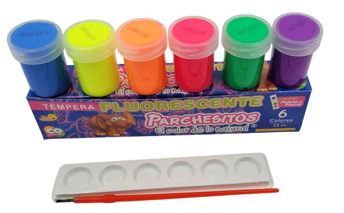 Tempera parchesitos x6 fluorescente