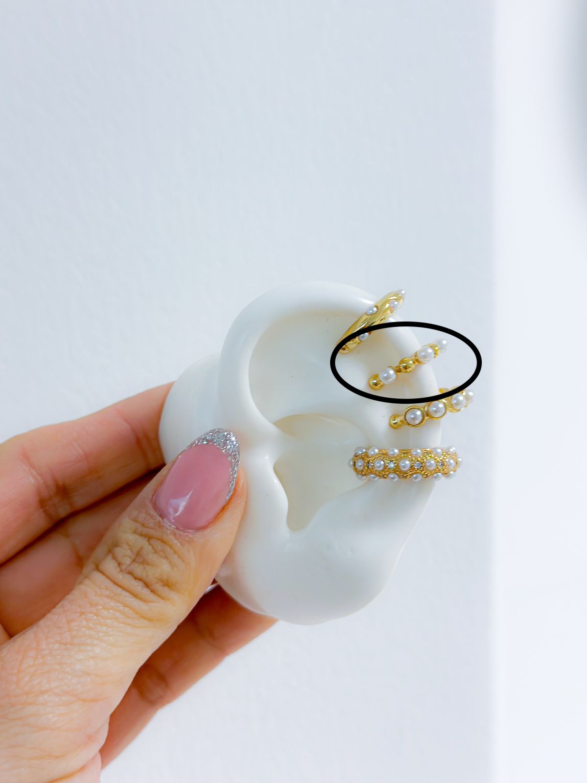 Earcuff Mini Perla Dorado