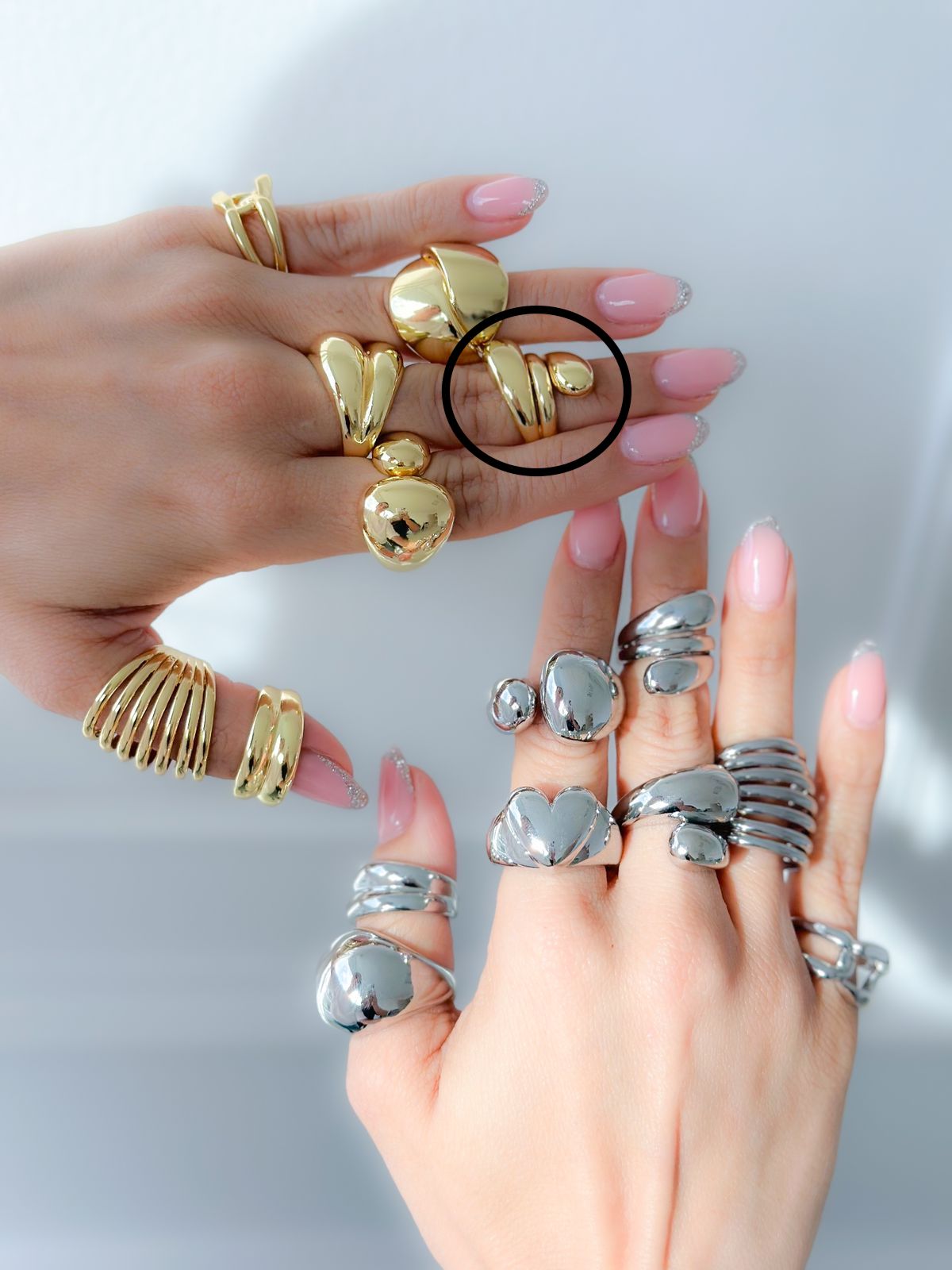 Anillo Chunky Triple Dorado