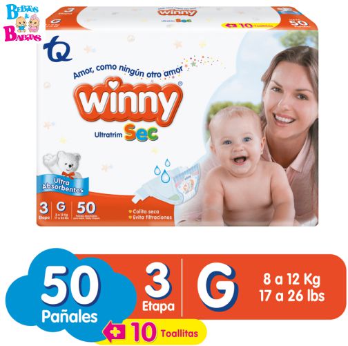 PAÑAL WINNY SEC 3/G x50 unds