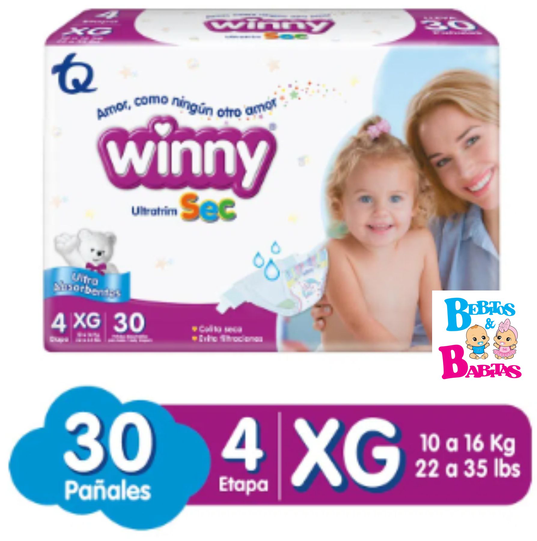PAÑAL WINNY SEC 4/XG x30 unds