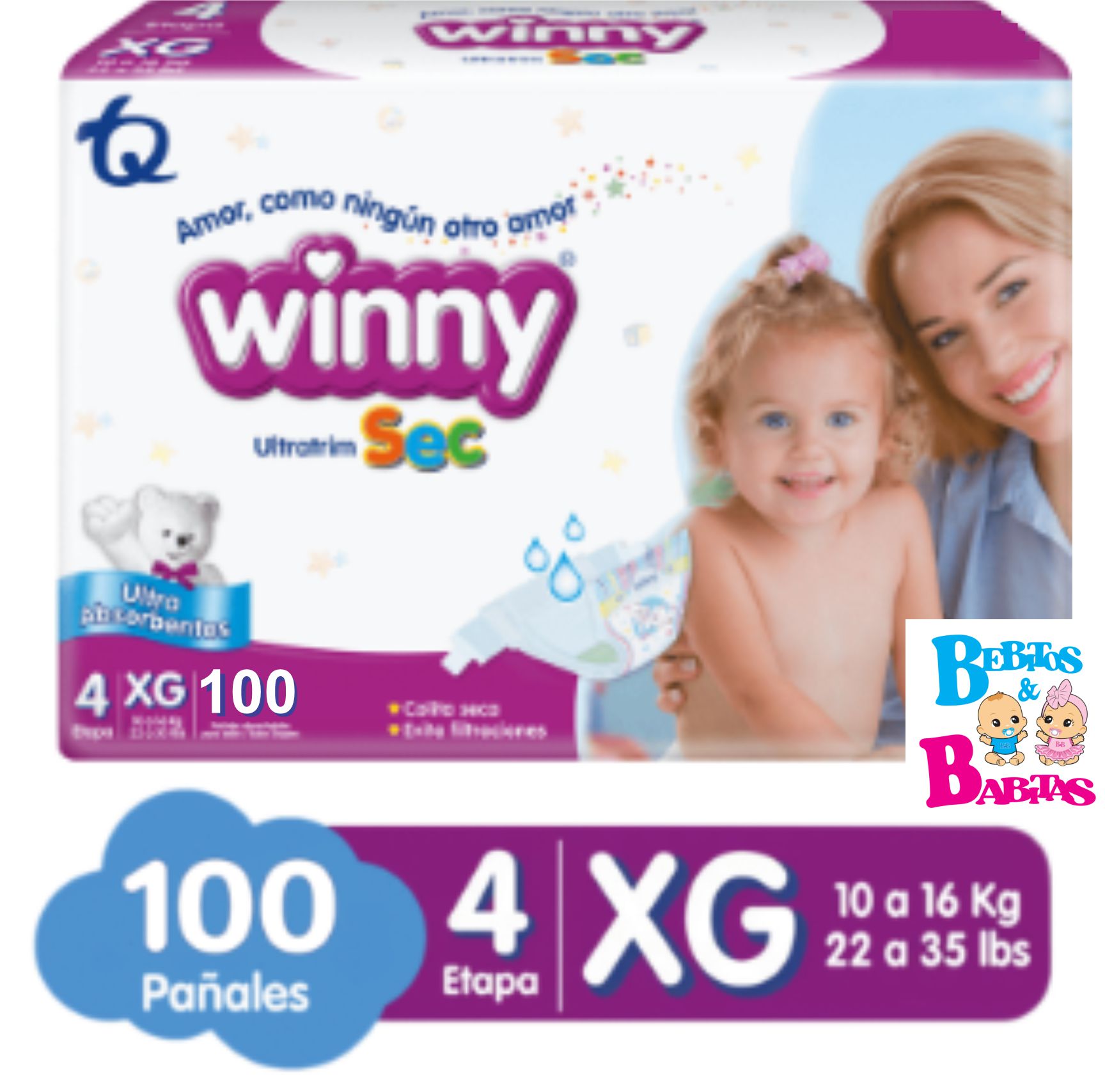 PAÑAL WINNY SEC 4/XG x100 unds
