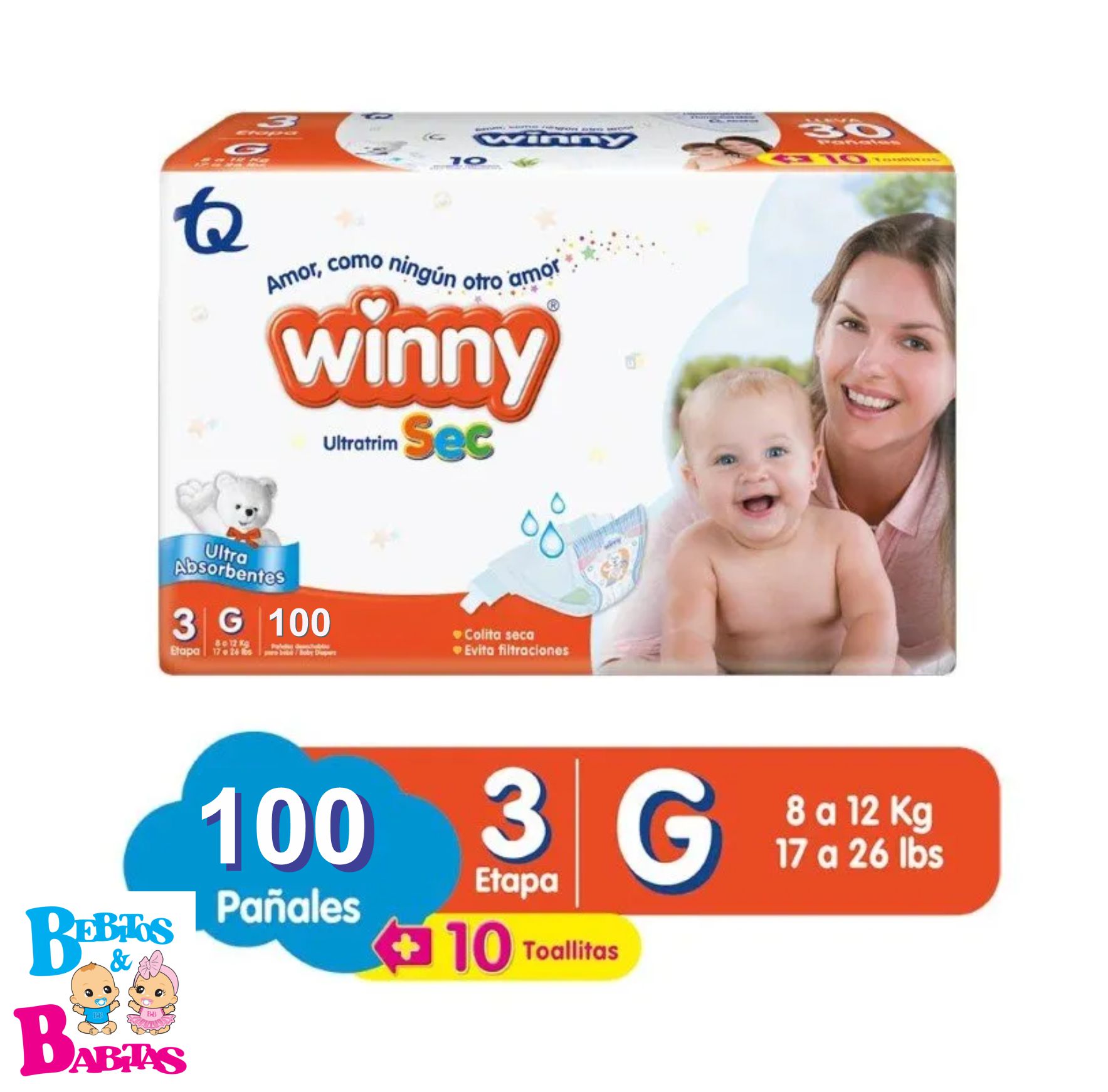 PAÑAL WINNY SEC 3/G x100 unds