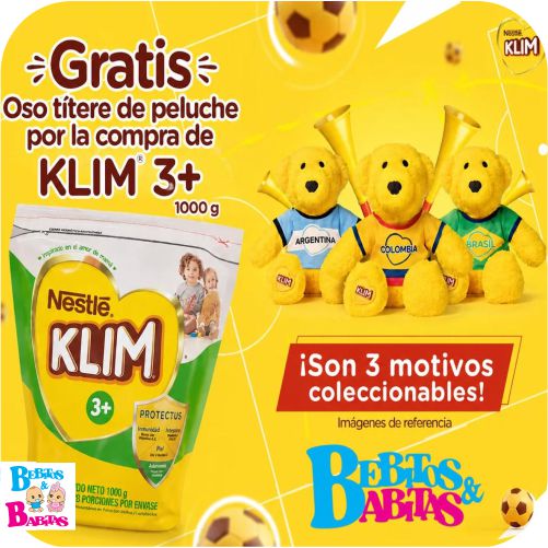 LECHE KLIM 3+ x1000g GRATIS OSO PELUCHE
