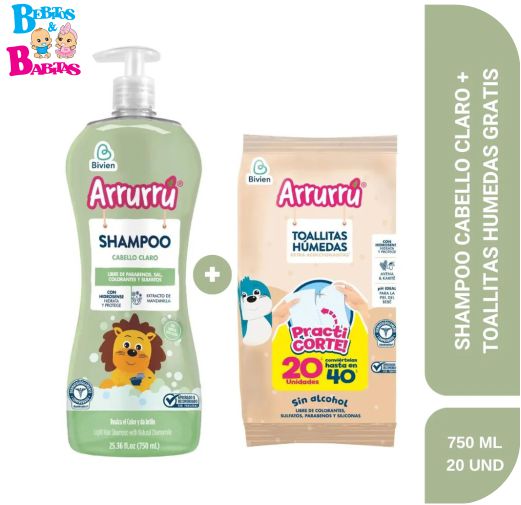 SHAMPOO ARRURRU x750ml MANZANILLA CON TOALLITAS