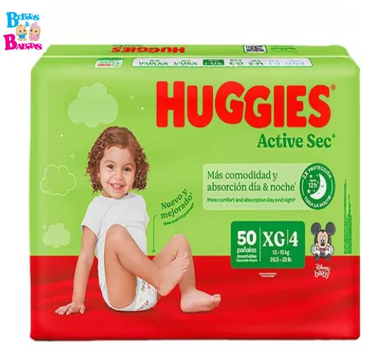 PAÑAL HUGGIES ACTIVE 4/XG x50 unds