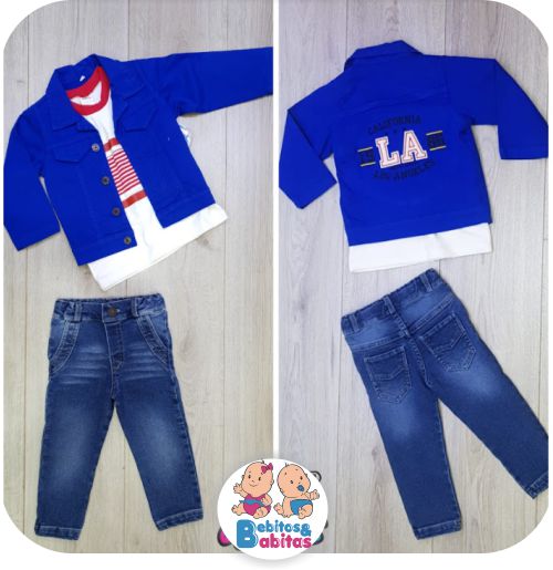 CONJUNTO CHALO CHAQUETA COLOR Y JEAN 4335