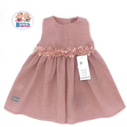 VESTIDO BOMULL FLOR PECHO LINO 11020