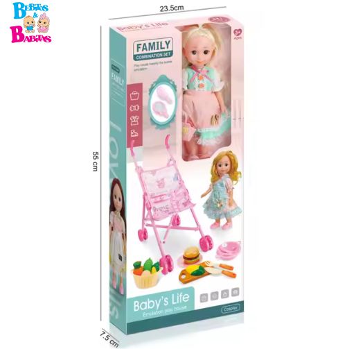 MUÑECA CON COCHE FAMILY Y ACCESORIOS N3427