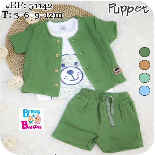 CONJUNTO FRESCO CAMISA BERMUDA Y CAMISETA OSITO 51142