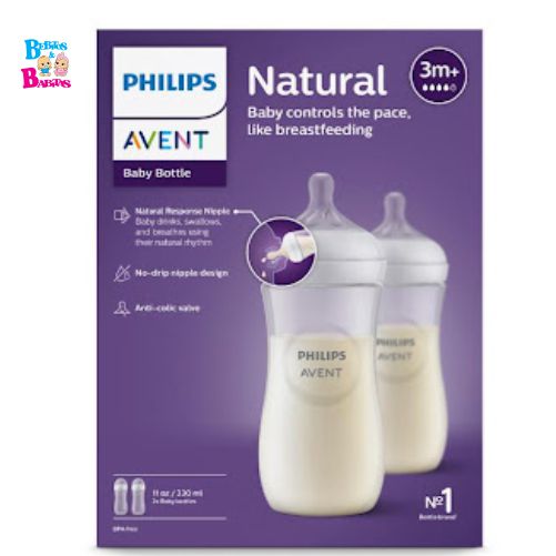 KIT AVENT BIBERON NATURAL RESPONSE 11oz X2 SCY903/02