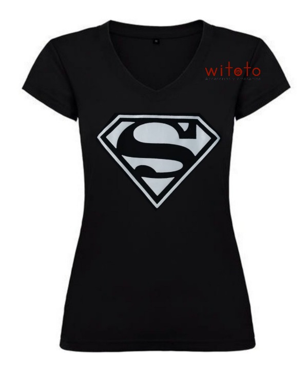 CAMISETA DAMA SUPERMAN NEGRA