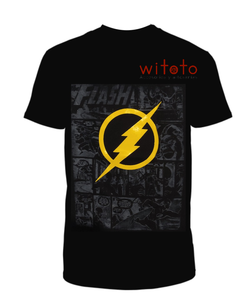 CAMISETA HOMBRE COMIC FLASH NEGRA