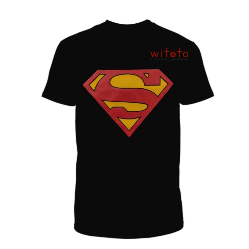 CAMISETA HOMBRE LOGO SUPERMAN NEGRA