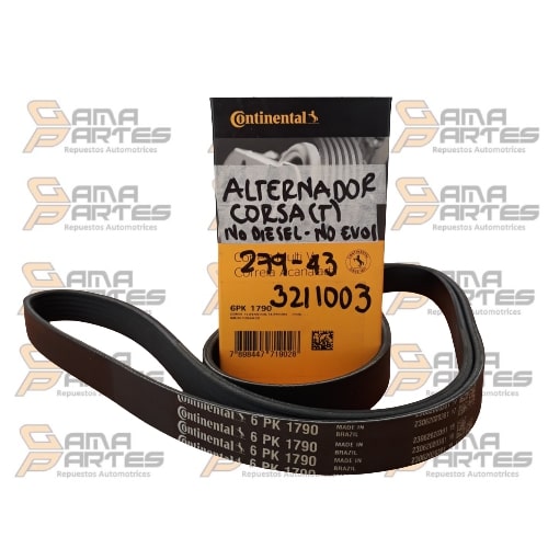 CORREA ALTERNADOR CORSA (T) (NO DIESEL-NO EVOLUCION) CAA-SAIL-LAGUNA-MASTER CONTINENTAL6PK1795/6PK1790