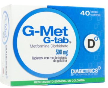 G MET (METFORMINA 500mg ) X 40 TABLETAS
