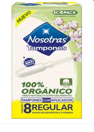Tampones nosotras organicos regular con aplicador x 8 und