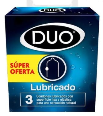 CONDONES DUO LUBRICADO X 3 UNIDADES