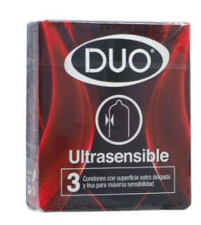 CONDONES DUO ULTRASENSIBLE X 3 UND