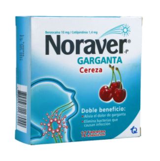 NORAVER GARGANTA CEREZA CAJA X 12 TABLETAS MASTICABLES