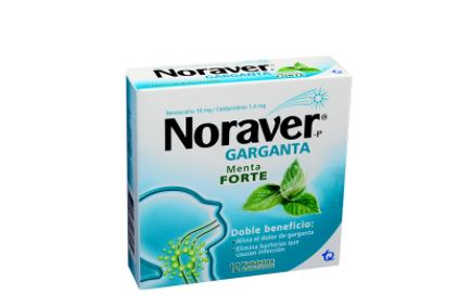 NORAVER GARGANTA MENTA FORTE X 12 TABLETAS