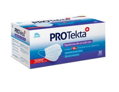 TAPABOCAS TRES CAPAS EMPAQUE INDIVIDUAL X 30 UNIDADES (COLMED)