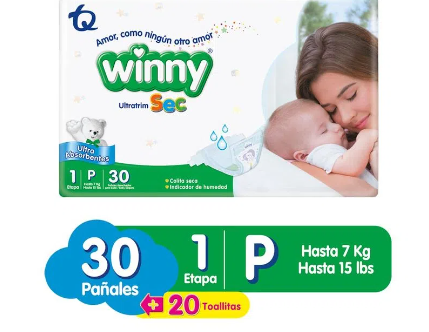 PAÑAL WINNY ULTRATRIM SEC ETAPA 1 X 30 UNIDADES