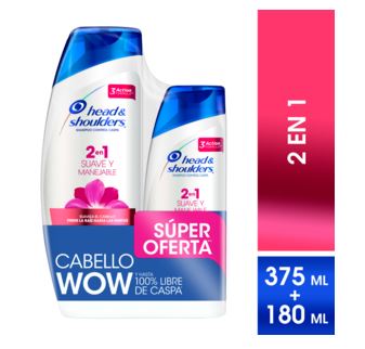 CHAMPU H&M 2 EN 1 OFERTA X 375ml+180 ml