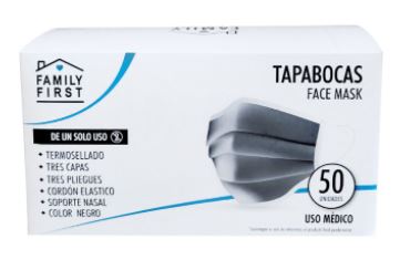 TAPABOCA DESECHABLE NEGRO CAJA X 50 UNIDADES FIRST