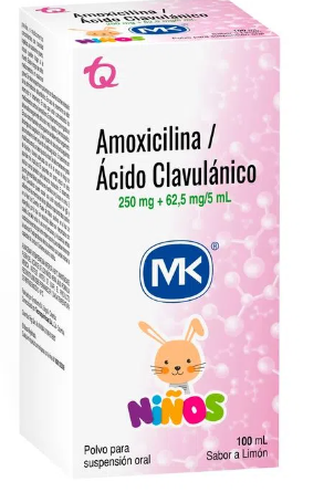 AMOXICILINA + ACIDO CLAVULÁNICO 250 mg/62,5 mg X 100 ml MK