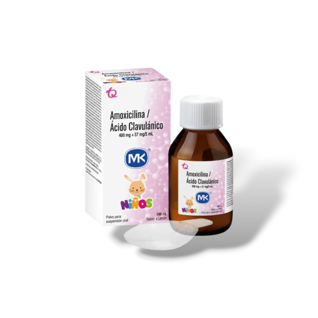 AMOXICILINA + ÁCIDO CLAVULÁNICO 400mg/57mg  POLVO PARA SUSPENSIÓN X 100 ml