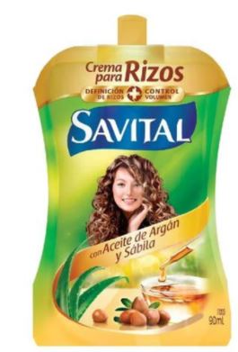 CREMA PARA PEINAR SAVITAL RIZOS CON ACEITE DE ARGAN Y SABILA X 90 ml