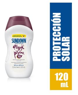 BLOQUEADOR SOLAR SUNDOWN FPS 70 X 120 ml PLAYA Y PISCINA
