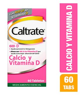 CALTRATE 600 CON VITAMINA D 400 U.I X 60 TABLETAS RECUBIERTAS