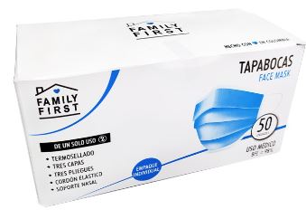 TAPABOCAS AZUL CAJA X 50 UNIDADES FAMILY FIRST