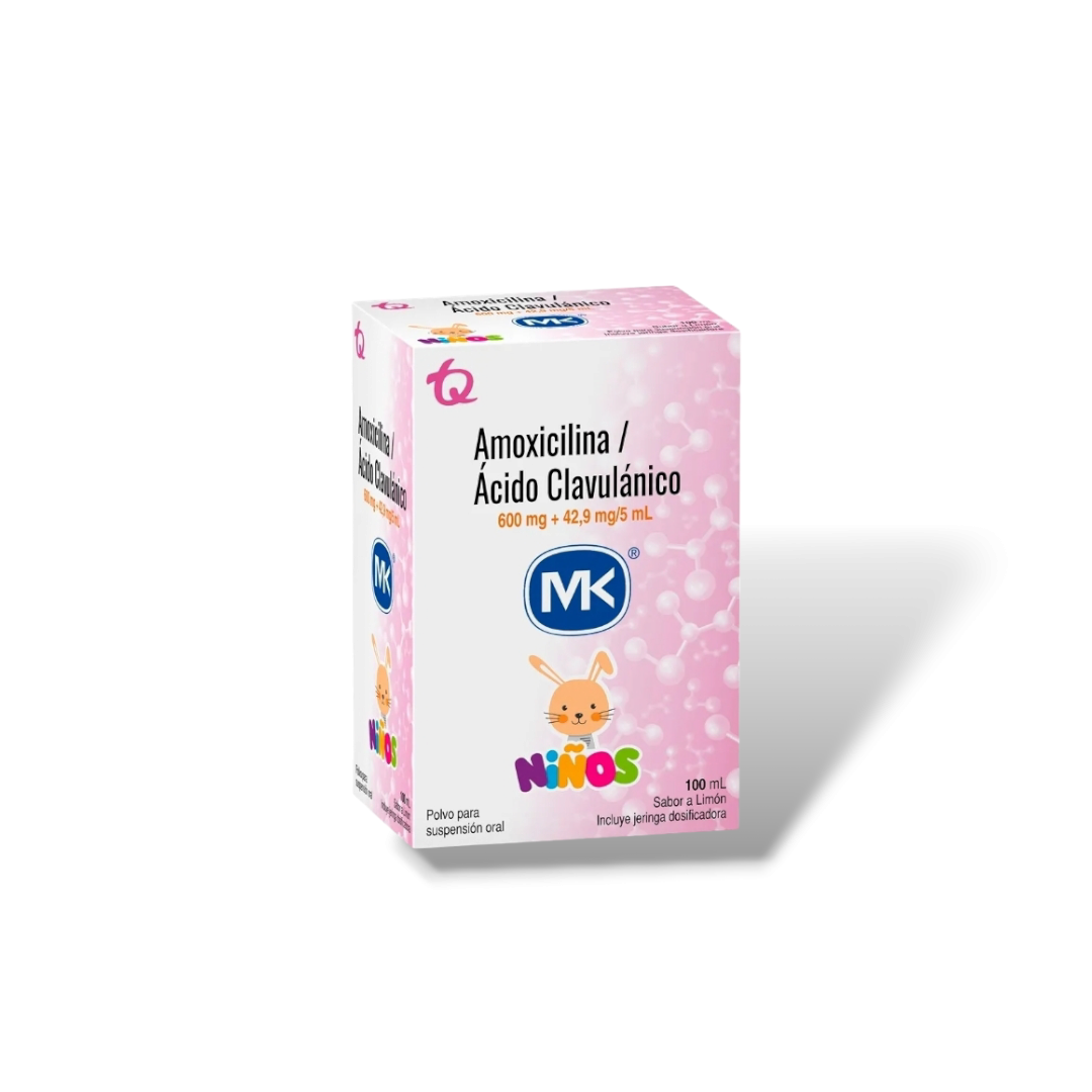 AMOXICILINA + ACIDO CLAVULANICO 600MG + 42,9 mg SUSPENSIÓN X 100 ml MK