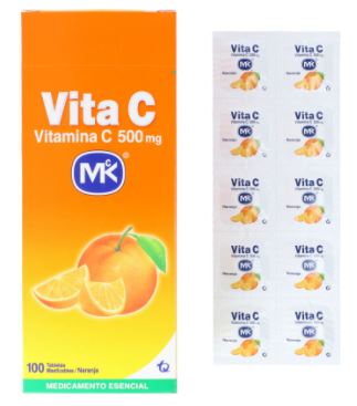 VITAMINA C 500 mg X 10 TABLETAS (MK)SABOR  NARANJA