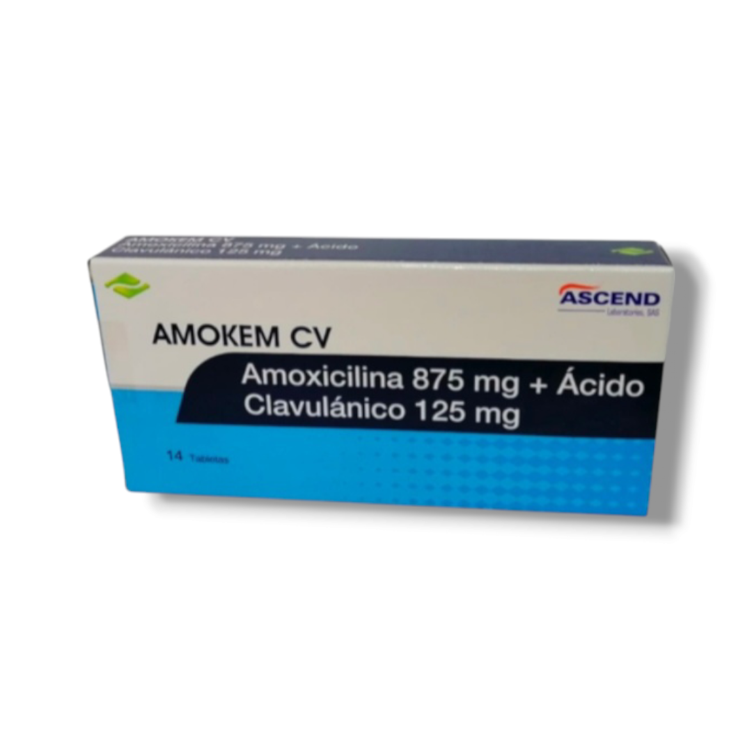 Amoxicilina + acido clavulanico 875mg + 125mg x 14 tabletas amoken cv