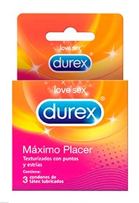 CONDONES DUREX MÁXIMO PLACER X 3 UND TEXTURIZADOS