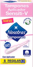 TAMPONES NOSOTRAS SENSITI REGULAR CON APLIC X 8 UND