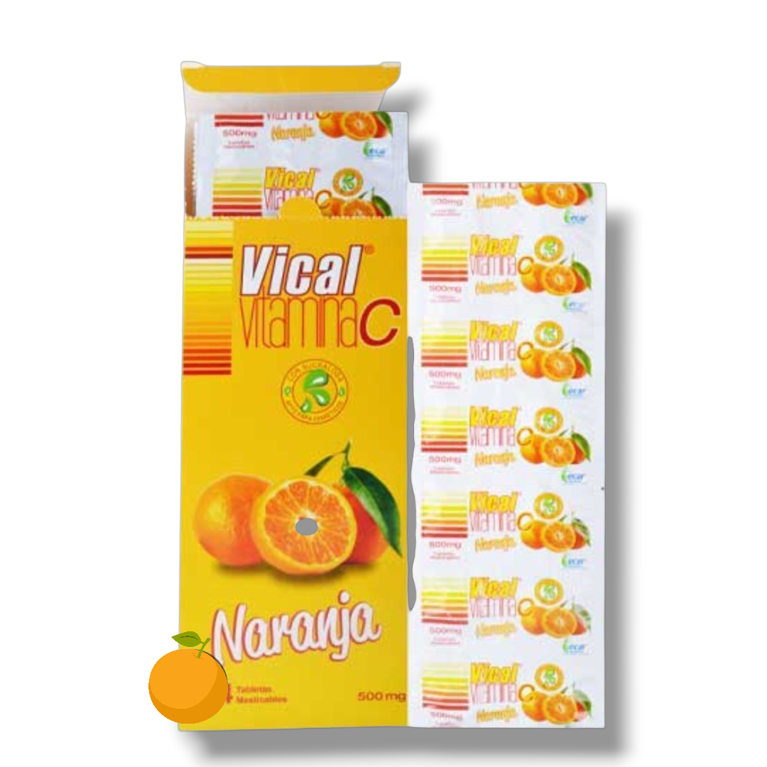 VITAMINA C 500 mg X 12 TABLETAS MASTICABLES NARANJA VICAL